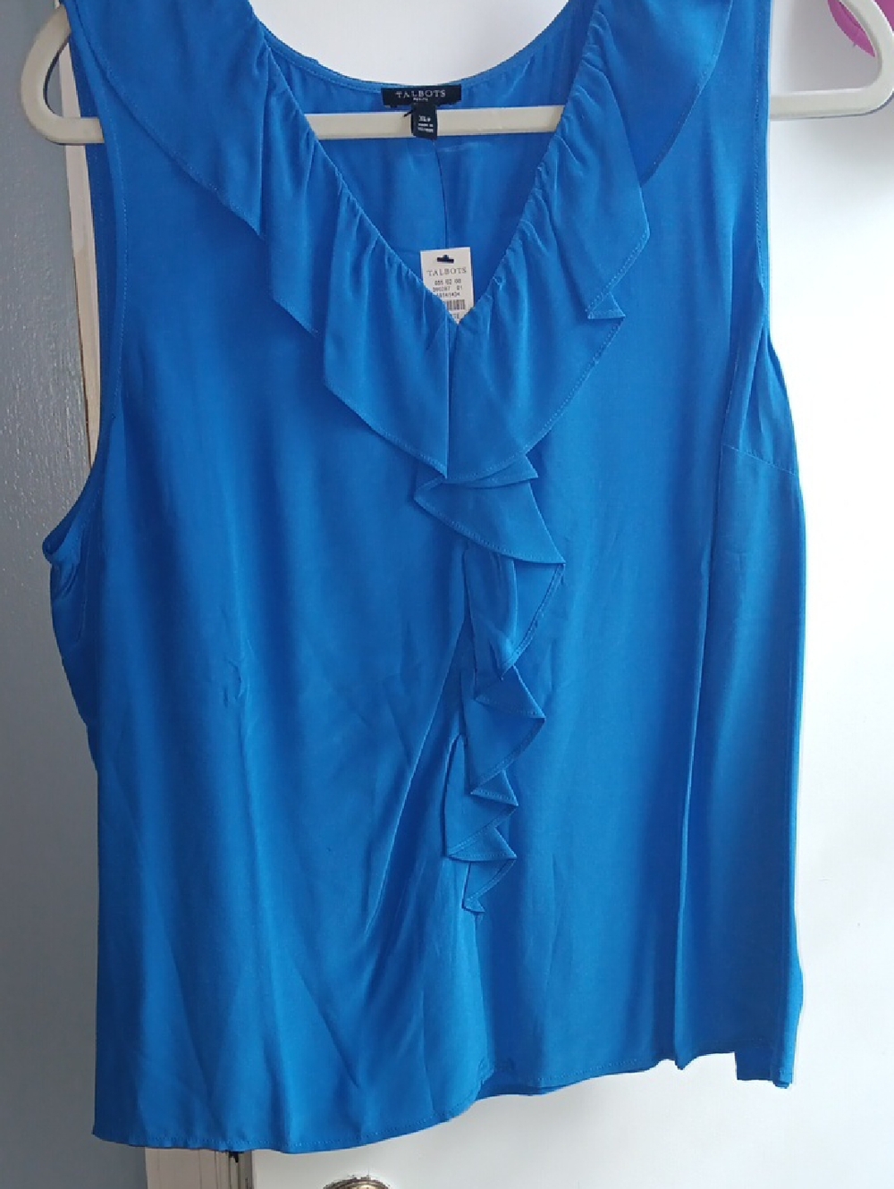 Talbots Blue Sleeveless Ruffle V-Neck Camisole
